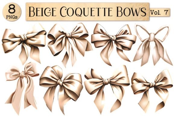 Beige Coquette Bow Bundle Vol. 7: A Versatile Design Resource for Creators and Enthusiasts