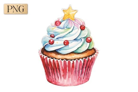 Christmas Cupcake PNG Clipart 2: A Versatile Holiday Design Asset