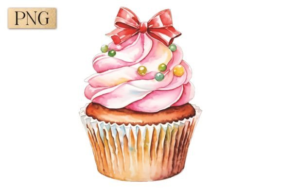 Christmas Cupcake PNG Clipart 6: A Festive Digital Asset for Creative Projects