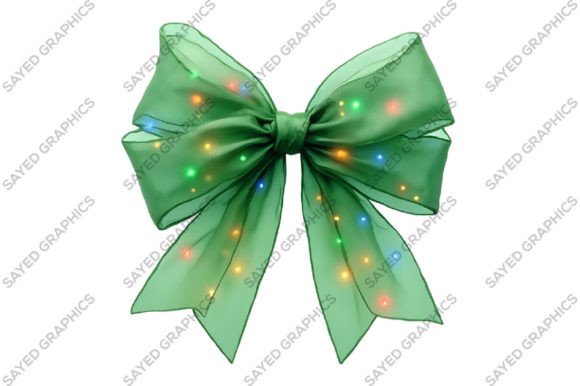Christmas Lights Coquette Green Bow PNG: A Festive Design for All Your Creative Needs