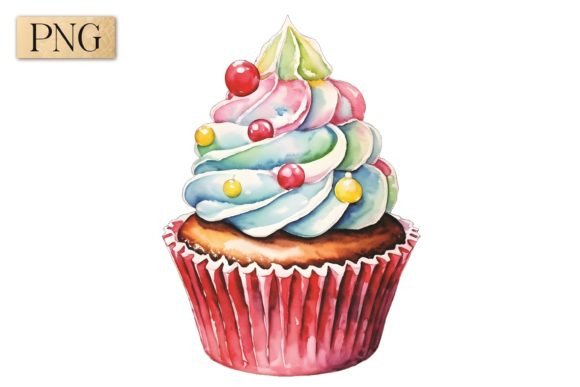 Cupcake Watercolor PNG Clipart 3