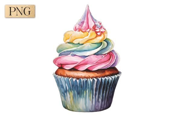 Cupcake Watercolor PNG Clipart 4