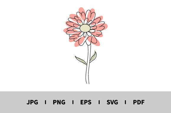 One Line Drawing of Cute Flower Vector