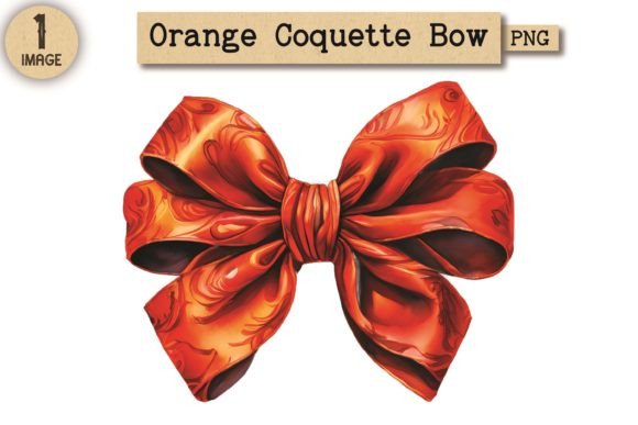 Orange Coquette Bow PNG Clipart 14