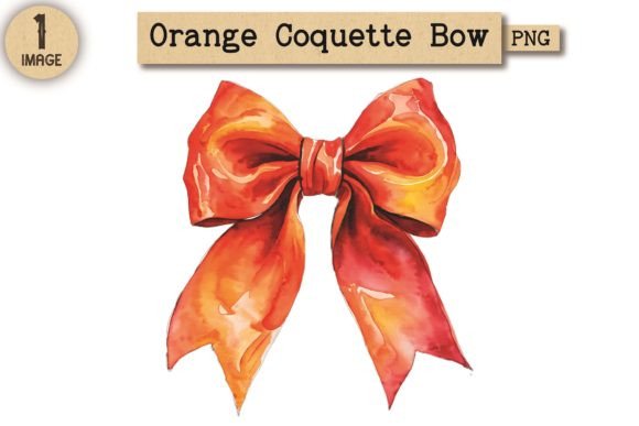 Orange Coquette Bow PNG Clipart 15