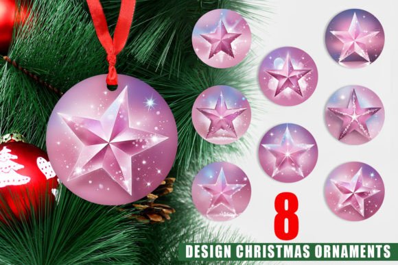 Ornament Pink Stars and Christmas Ornaments PNG: A Versatile Design for Holiday Decor