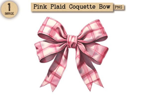 Pink Plaid Coquette Bow Clipart PNG 12