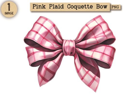 Pink Plaid Coquette Bow Clipart PNG 9