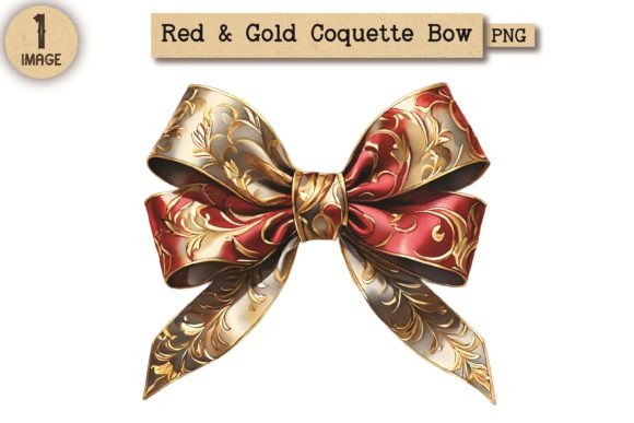 Red and Gold Coquette Bow PNG Clipart: A Strategic Design Asset