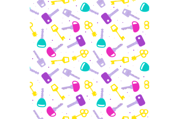 Seamless Pattern Keys. Cartoon Flat Colo