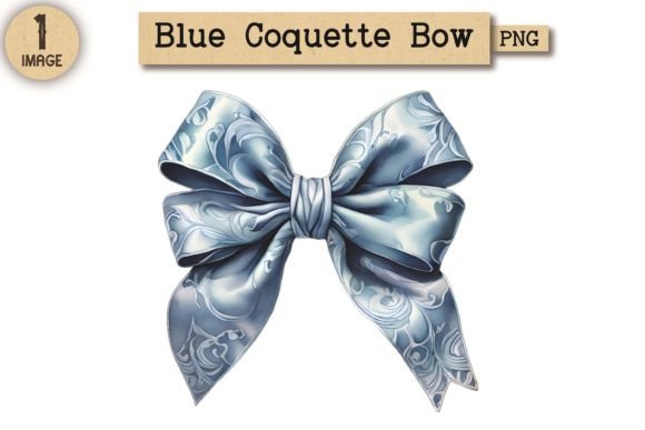 Vintage Blue Coquette Bow PNG 1