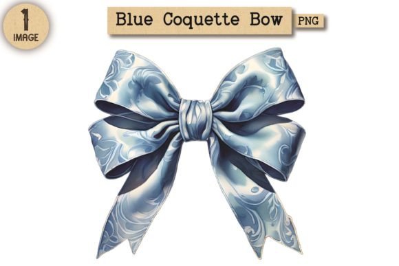 Vintage Blue Coquette Bow PNG 13