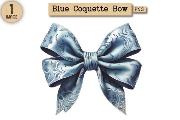 Vintage Blue Coquette Bow PNG 15
