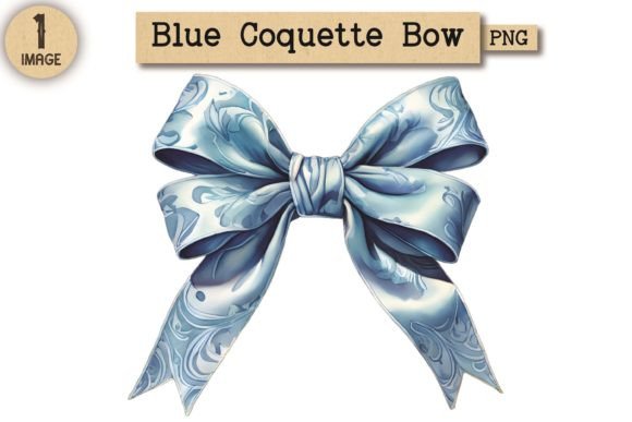 Vintage Blue Coquette Bow PNG 5: A Versatile Digital Art Asset