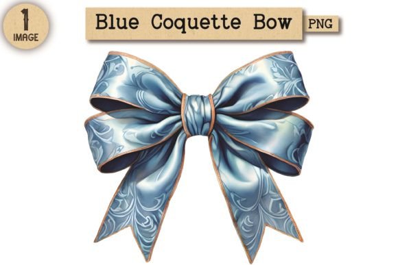 Vintage Blue Coquette Bow PNG 9