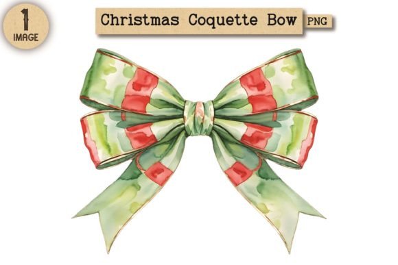 Vintage Christmas Coquette Bow PNG 11