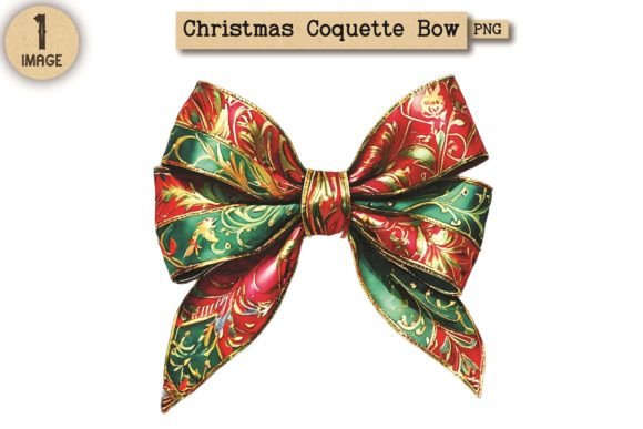 Vintage Christmas Coquette Bow PNG 15: A Timeless Addition to Your Creative Projects