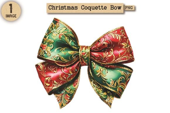 Vintage Christmas Coquette Bow PNG 17