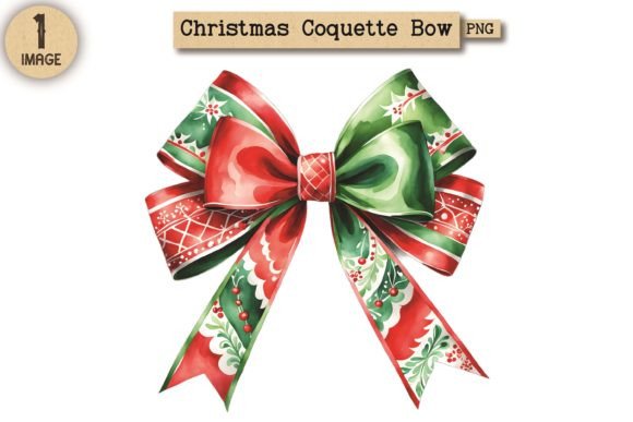 Vintage Christmas Coquette Bow PNG 24: A Timeless Addition to Your Creative Projects