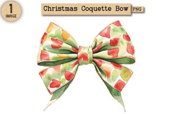 Vintage Christmas Coquette Bow PNG 9