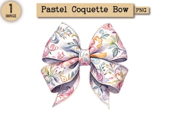 Vintage Pastel Coquette Bow PNG 3