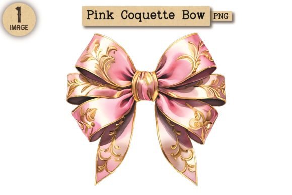 Vintage Pink Coquette Bow PNG 13