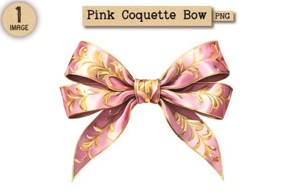 Vintage Pink Coquette Bow PNG 15