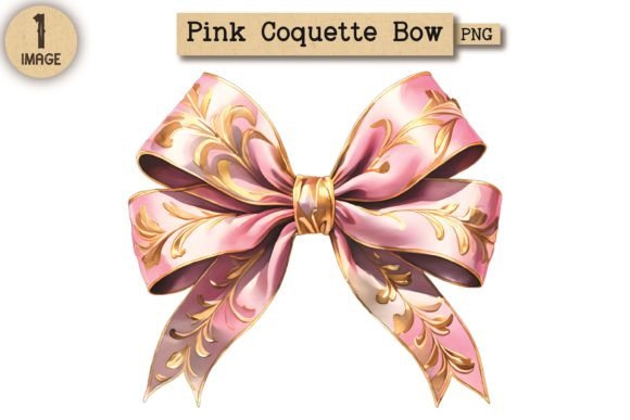 Vintage Pink Coquette Bow PNG 24