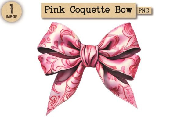 Vintage Pink Coquette Bow PNG 9