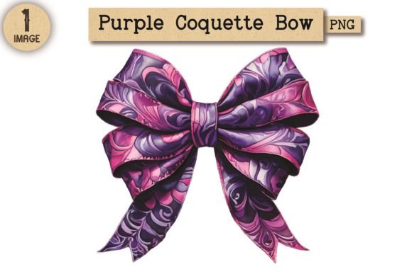 Vintage Purple Coquette Bow PNG 3