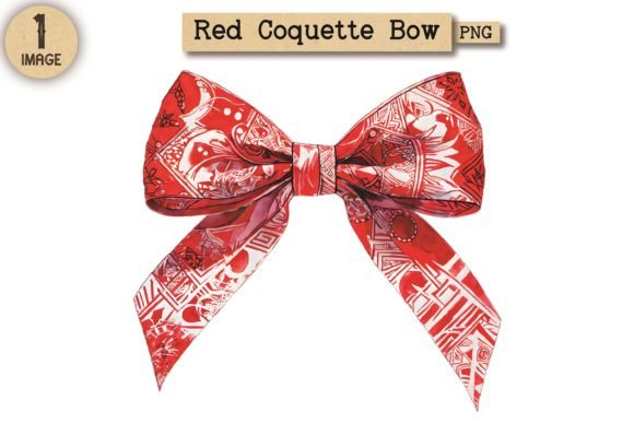 Vintage Red Coquette Bow PNG Clipart 2: A Versatile Design for Creative Projects