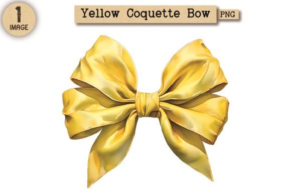Vintage Yellow Coquette Bow PNG 10