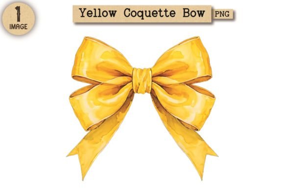 Vintage Yellow Coquette Bow PNG 14