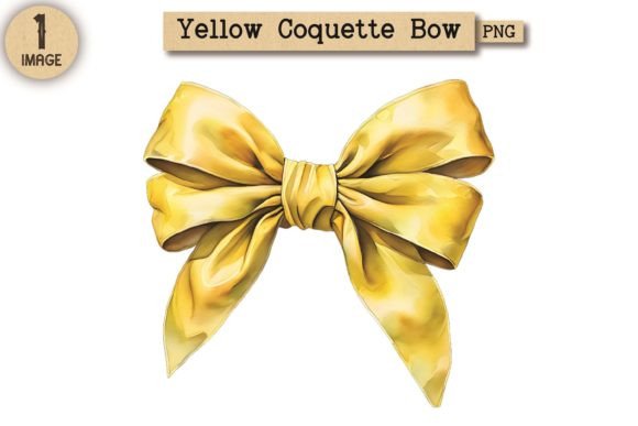 Vintage Yellow Coquette Bow PNG 9